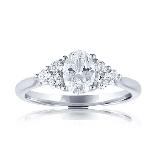 S Lennon Bridal Imagine Collection 14K White Gold Oval 3 Stone Semi Mount 6 Round Diamonds 1/4 ctw S. Lennon & Co Jewelers New Hartford, NY
