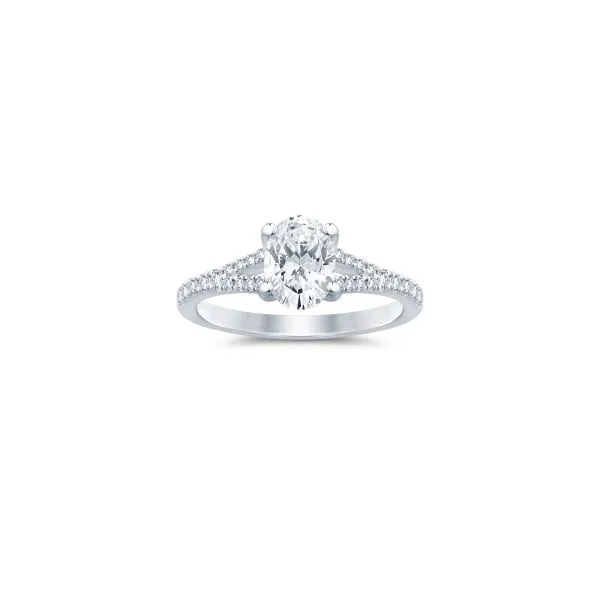 S. Lennon Bridal Eternal Love Collection 14K White Gold Solitaire Semi Mount with Split Shank and Pave Cathedral Setting .31CTW S. Lennon & Co Jewelers New Hartford, NY