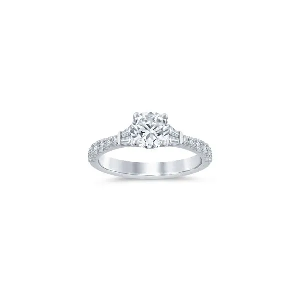 S. Lennon Bridal Eternal Love Collection 14K White Gold Solitaire Semi Mount with 2 Baguette Diamonds on Either Side .50CTW Steve Lennon & Co Jewelers  New Hartford, NY