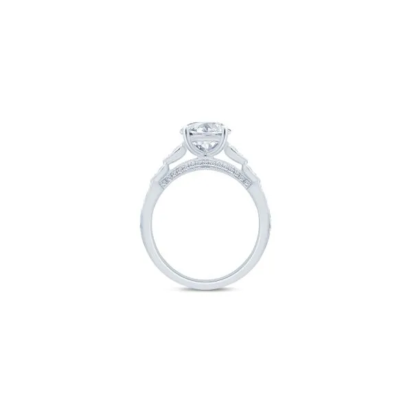 S. Lennon Bridal Eternal Love Collection 14K White Gold Solitaire Semi Mount with Pear Milgrain Designs and Round Diamonds .33CT Image 2 Steve Lennon & Co Jewelers  New Hartford, NY