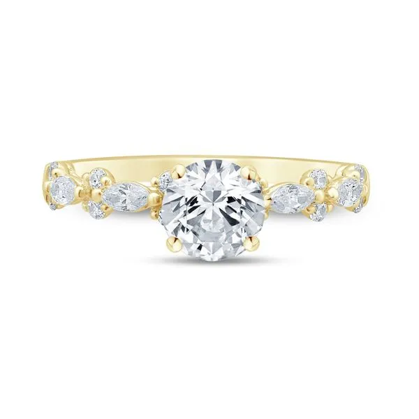 S. Lennon Bridal Eternal Love Collection 14K Yellow Gold Solitaire Semi Mount with Alternating 2 Round and Marquise Diamonds .50 Steve Lennon & Co Jewelers  New Hartford, NY