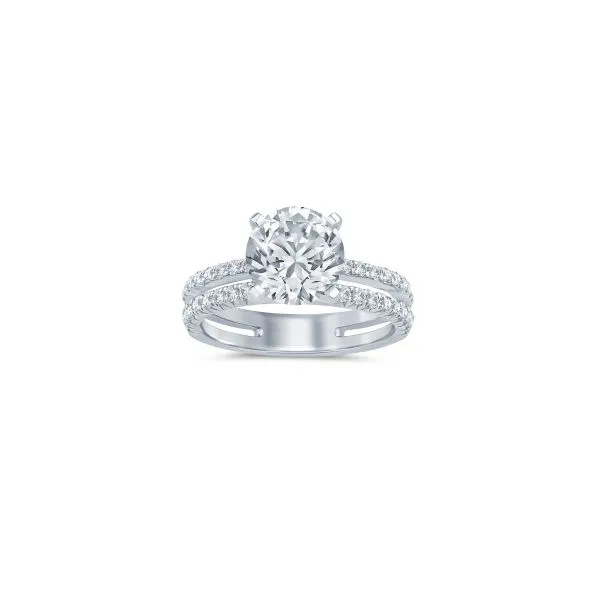 S. Lennon Bridal Eternal Love Collection 14K White Gold Semi Mount with 2 Rows of Pave Set Diamonds Made for a 2CT Round Stone S. Lennon & Co Jewelers New Hartford, NY
