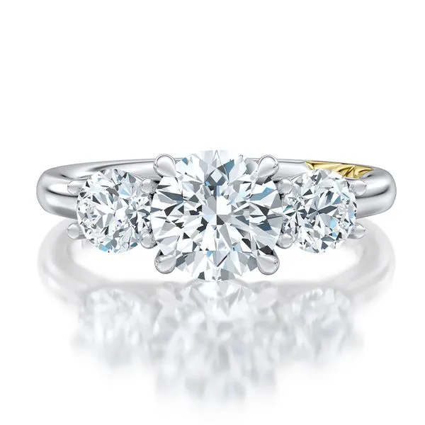 A. Jaffe 14K White Gold Three-Stone Diamond Semi-Mount with Two Round Diamonds .50tcw Steve Lennon & Co Jewelers  New Hartford, NY