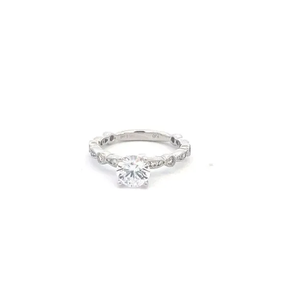 14KT White Gold Diamond Semi-Mount Engagement Ring with 24 Round Diamonds .34CT in Alternating Round and Marquise Design with 3 Stones in Each Marquis Steve Lennon & Co Jewelers  New Hartford, NY