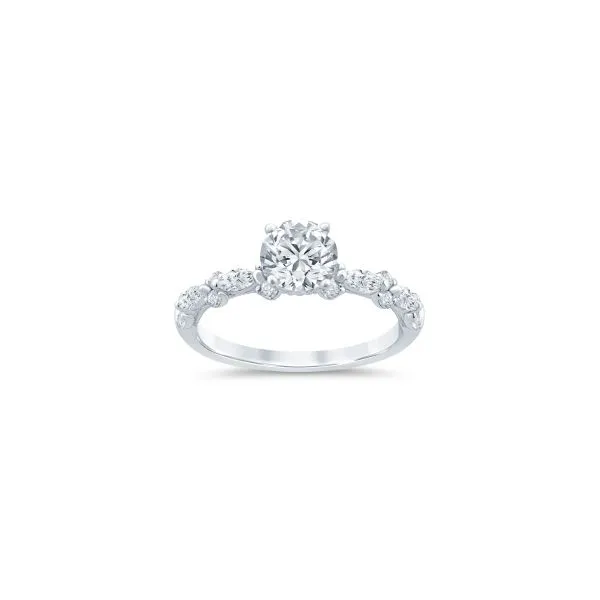 S. Lennon Bridal Eternal Love Collection 14K White Gold Solitaire Semi Mount with Alternating Round and Marquise Diamonds .50CTW Steve Lennon & Co Jewelers  New Hartford, NY