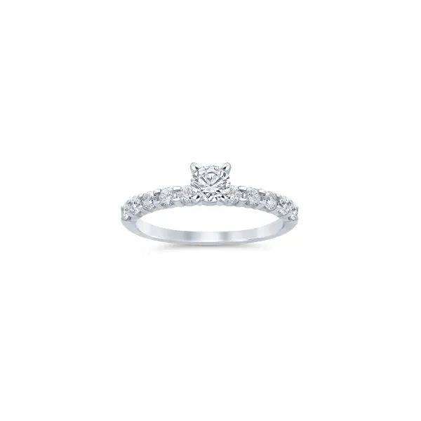 S. Lennon Bridal Eternal Love Collection 14K White Gold Solitaire Semi Mount with 5 Diamonds on Either Side of the Head .50CTW Steve Lennon & Co Jewelers  New Hartford, NY