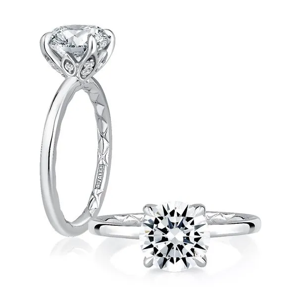 A. Jaffe 14k White Gold Diamond Semi-Mount Ring with a 2.00ct center stone in a Tulip Head setting with stones .10tcw Steve Lennon & Co Jewelers  New Hartford, NY