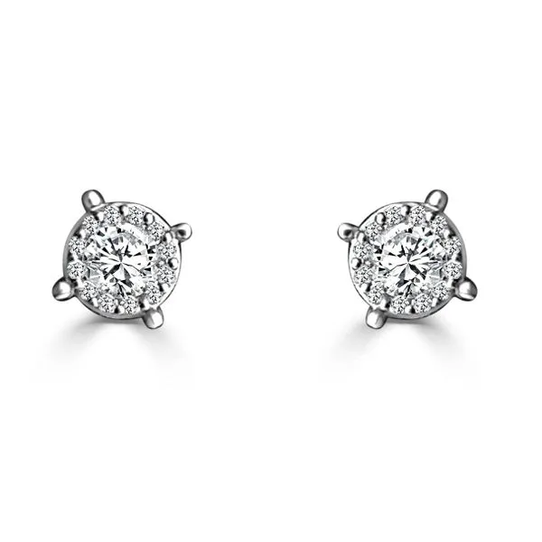 S Lennon Classics 14KT WG Round Diamond Illusion Studs 2= .46 TCW Steve Lennon & Co Jewelers  New Hartford, NY