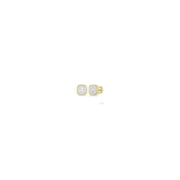 14K Yellow GoldCushion Shape Round Cut Diamond Lovebright Bezel Stud Earring 1/3 ctw Steve Lennon & Co Jewelers  New Hartford, NY