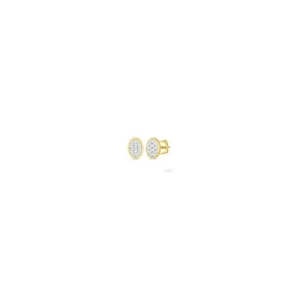 14K Yellow Gold Oval Shape Lovebright Round Cut Diamond Bezel Stud Earring 1/3 ctw Steve Lennon & Co Jewelers  New Hartford, NY