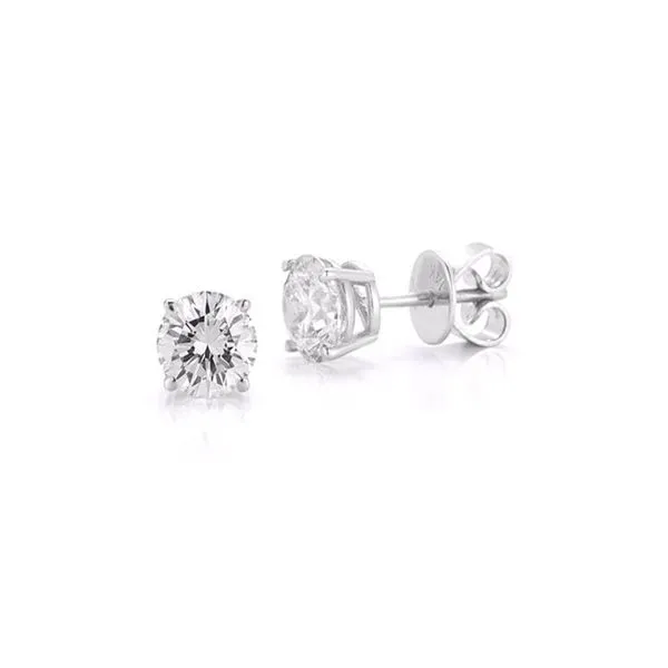 14K White Gold 4 Prong Round Diamond Stud Earrings with Two Lab Grown Diamonds 2= 1.00tcw Steve Lennon & Co Jewelers  New Hartford, NY