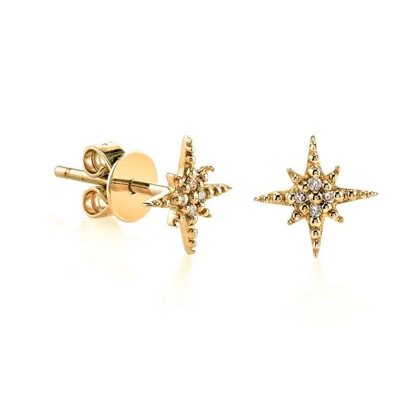 Sydney Evan 14KY Diamond Starburst Studs With 8=0.03Tw Round Diamonds Steve Lennon & Co Jewelers  New Hartford, NY