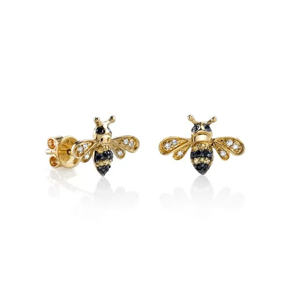 Sydney Evan 14KY Diamond Mini Bumblebee Studs 12=0.04tw Round Diamonds Steve Lennon & Co Jewelers  New Hartford, NY