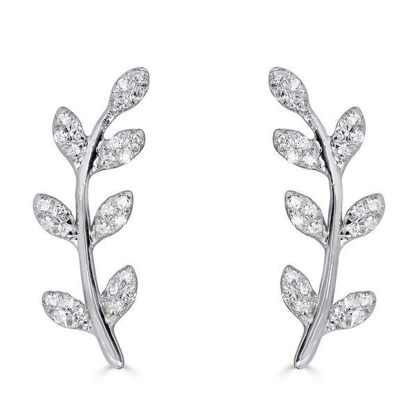 14KW Diamond Leaf Stud Earrings 0.13CT S. Lennon & Co Jewelers New Hartford, NY
