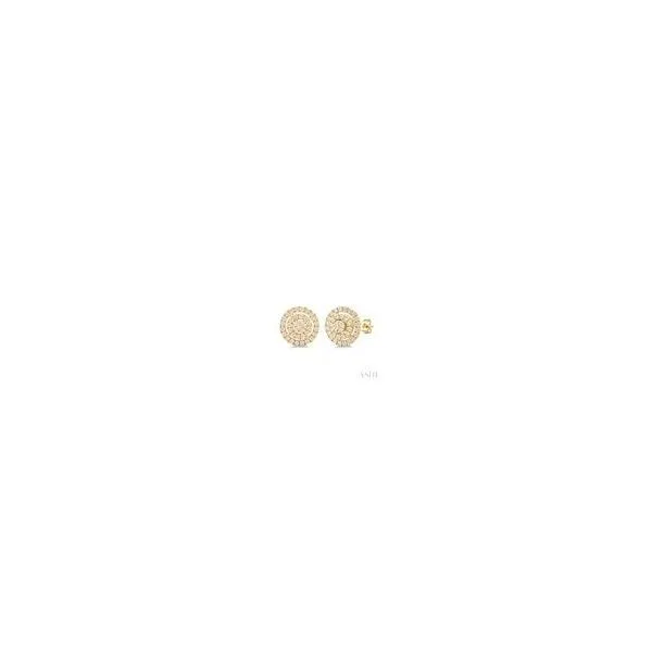 10Kt Yellow Gold Double Halo Round Shape Petite Round Cut Diamond Fashion Stud Earring  .20tcw Steve Lennon & Co Jewelers  New Hartford, NY