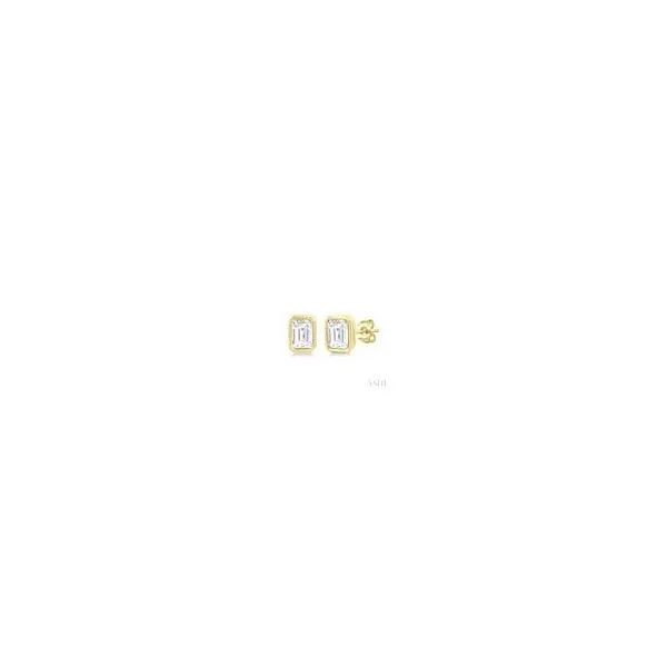 10kt Yellow Gold Petite Bezel Set Emerald Cut Diamond Fashion Stud Earring .20tcw Steve Lennon & Co Jewelers  New Hartford, NY
