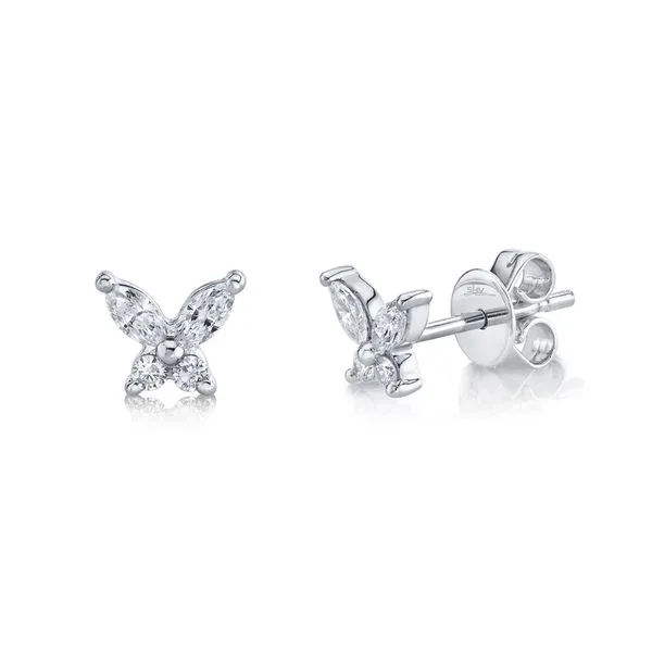 Shy Creation 14kt White Gold  Diamond Butterfly Stud Earring 0.29Ct Steve Lennon & Co Jewelers  New Hartford, NY