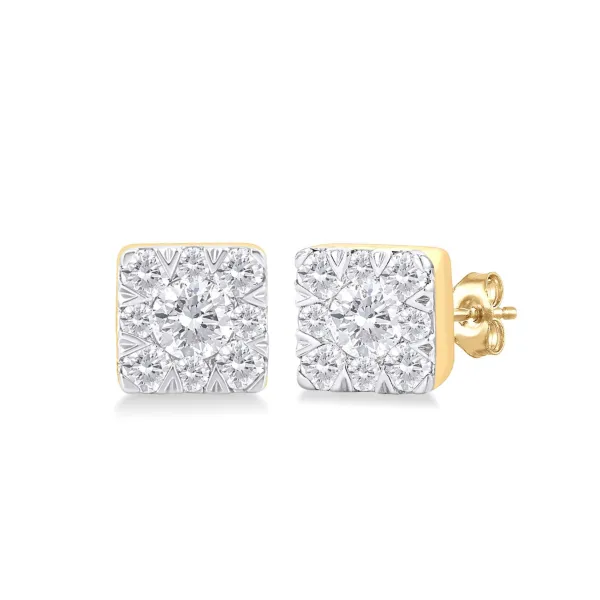 10K Yellow Gold Petite Square Cluster setting Ring with 9 Round Stones .10tcw Steve Lennon & Co Jewelers  New Hartford, NY
