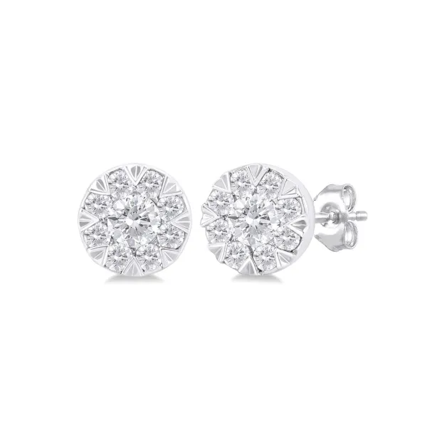 10K White Gold Petite Round Cluster setting Stud Earrings with 9 Round Stones each Pair .15tcw Steve Lennon & Co Jewelers  New Hartford, NY