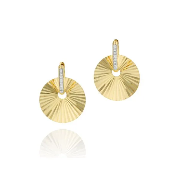 Phillips House - 14Kt Yellow Gold & Diamond Aura Offset Huggie Earrings 16 Diamonds .08tcw Steve Lennon & Co Jewelers  New Hartford, NY