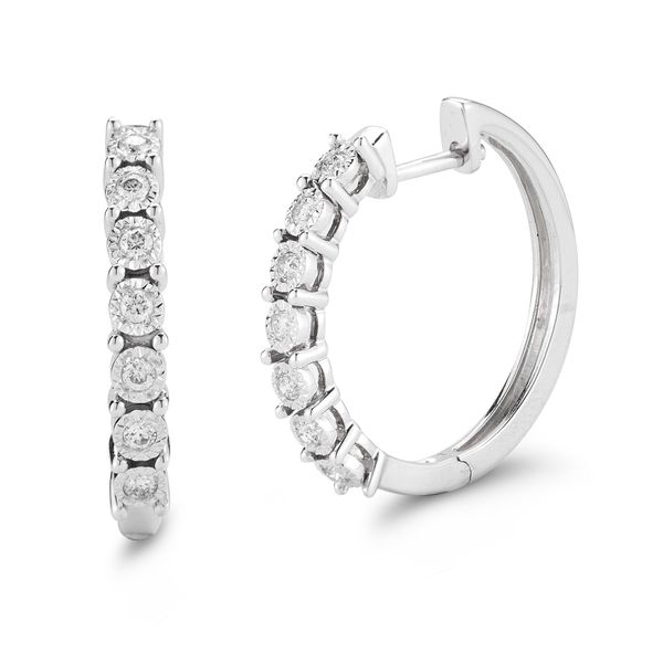 S Lennon Classics Diamond Hoops Made In 14K White Gold. .15tcw Steve Lennon & Co Jewelers  New Hartford, NY