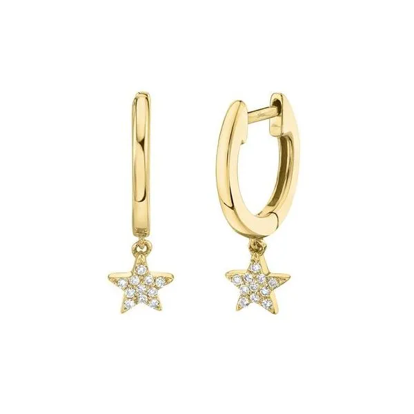 Shy Creation - 14KT Yellow Gold Diamond Star Huggie Earrings- 0.04TCW Steve Lennon & Co Jewelers  New Hartford, NY