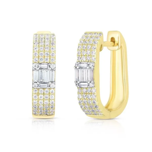 14K Yellow Gold Pave and Emerald Illusion Earrings Steve Lennon & Co Jewelers  New Hartford, NY