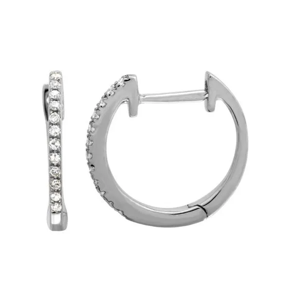 14K White Gold Medium Diamond Huggies Steve Lennon & Co Jewelers  New Hartford, NY