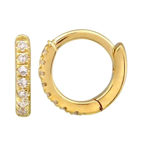 14K Yellow Gold Tiny Pave Huggies Steve Lennon & Co Jewelers  New Hartford, NY