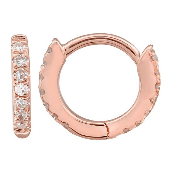 14K Rose Gold Tiny Pave All Around Huggies Steve Lennon & Co Jewelers  New Hartford, NY