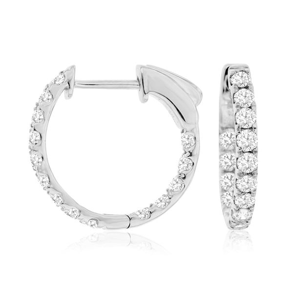 RJM 14K White Gold Diamond Hoops/Huggies Steve Lennon & Co Jewelers  New Hartford, NY
