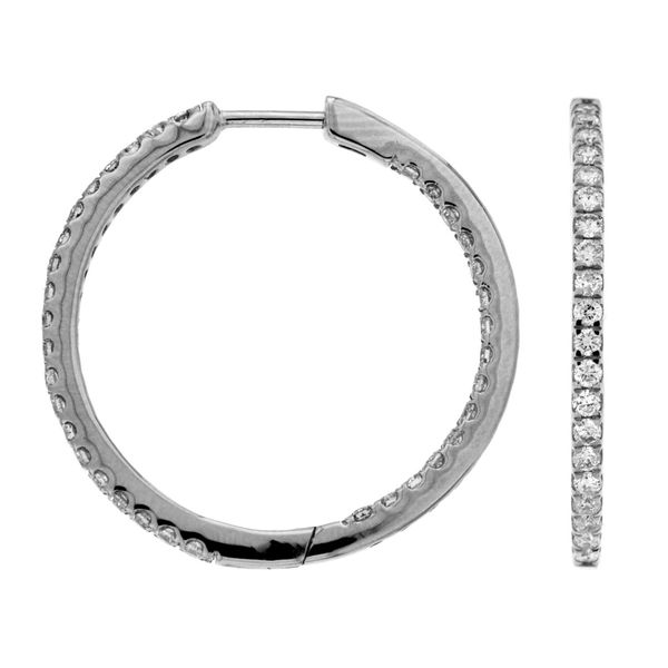 RJM 14K White Gold Diamond Hoops/Huggies Steve Lennon & Co Jewelers  New Hartford, NY