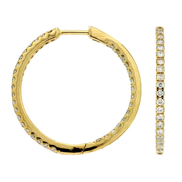 RJM 14K Yellow Gold Diamond Hoops/Huggies Steve Lennon & Co Jewelers  New Hartford, NY
