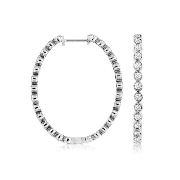 RJM 14K White Gold Diamond Hoops/Huggies Steve Lennon & Co Jewelers  New Hartford, NY