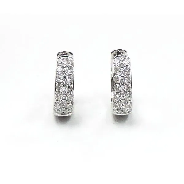 14K White Gold Two Row Diamond Huggies 1.00TCW Steve Lennon & Co Jewelers  New Hartford, NY