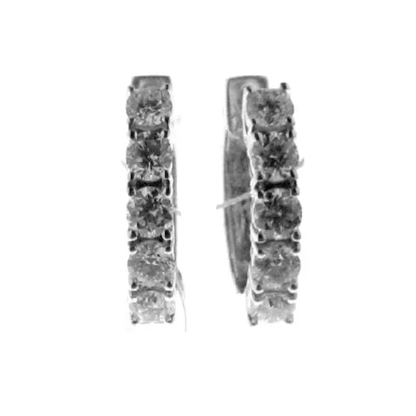 14K White Gold 4-Prong Diamond Hoop Earring 1.00 TCW Steve Lennon & Co Jewelers  New Hartford, NY