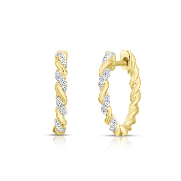 SU 14K Yellow Gold Diamond Hoops/Huggies Steve Lennon & Co Jewelers  New Hartford, NY