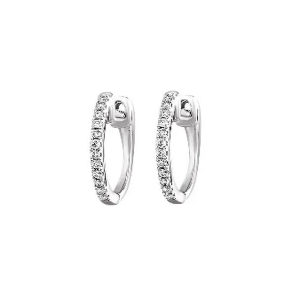 10K White Gold Huggie Hoops .10TCW Steve Lennon & Co Jewelers  New Hartford, NY