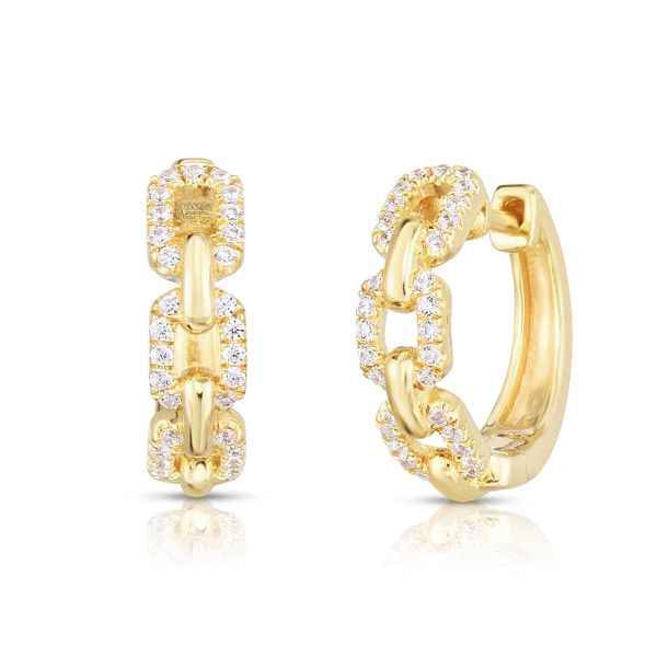 SU 14K Yellow Gold Diamond Hoops/Huggies Steve Lennon & Co Jewelers  New Hartford, NY