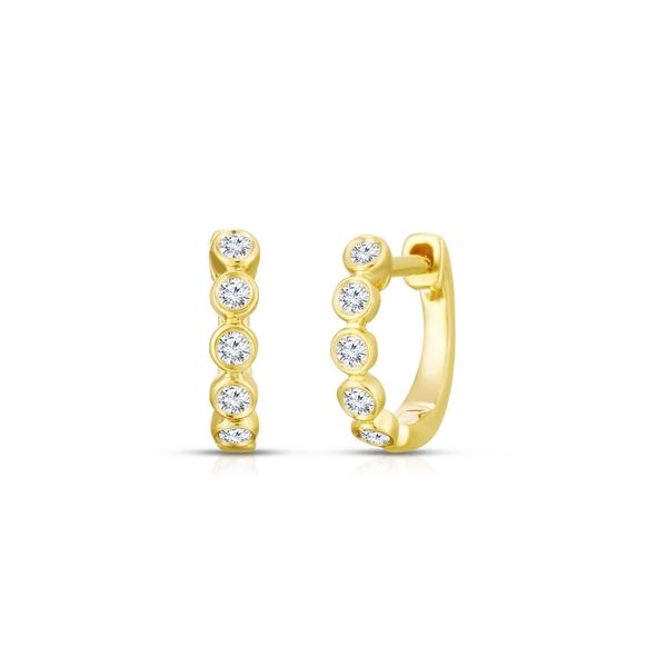 SU 14K Yellow Gold Diamond Hoops/Huggies Steve Lennon & Co Jewelers  New Hartford, NY