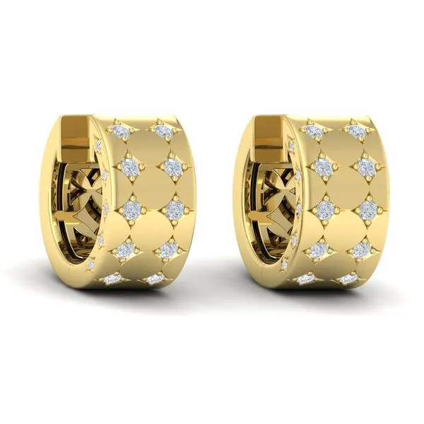 Vlora 14K YG Diamond Double Row Vlora Star Motif Huggie Hoop Earrings .33tcw Steve Lennon & Co Jewelers  New Hartford, NY