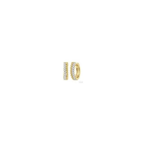 10Kt Yellow Gold Petite Bead Petite Diamond Huggie Earrings .10tcw Steve Lennon & Co Jewelers  New Hartford, NY
