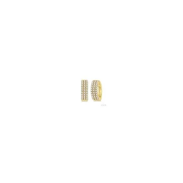 14Kt Yellow Gold Petite Triple Row Round Cut Diamond Huggie Earrings .50tcw Steve Lennon & Co Jewelers  New Hartford, NY