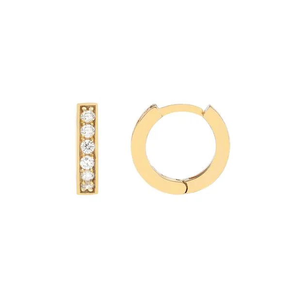 14kt Yellow Gold 1/8tcw Diamond 10mm Hoop Earrings Steve Lennon & Co Jewelers  New Hartford, NY
