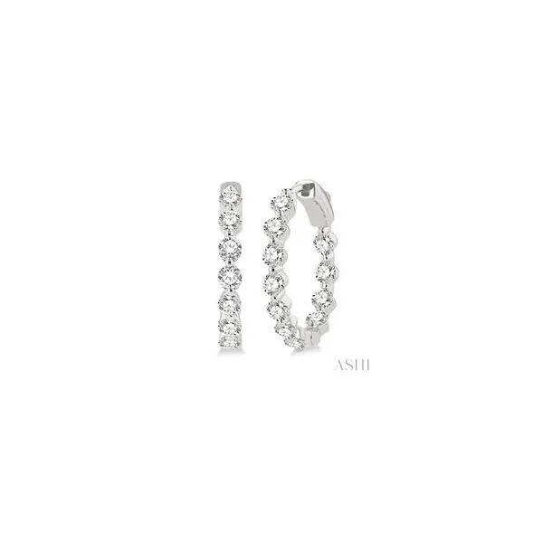 14kt White Gold Inside-Out Single Prong Set Round Cut Diamond Hoop Earrings 2.0tcw Steve Lennon & Co Jewelers  New Hartford, NY