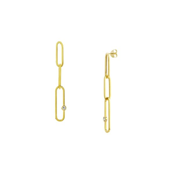 14K YELLOW GOLD DIAMOND FANCY DANGLE PAPER CLIP EARRINGS -1/8CT Steve Lennon & Co Jewelers  New Hartford, NY