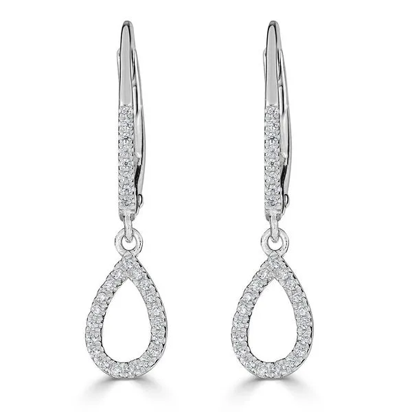 14KW Diamond Pear Lever Back Earrings 0.14CT Steve Lennon & Co Jewelers  New Hartford, NY