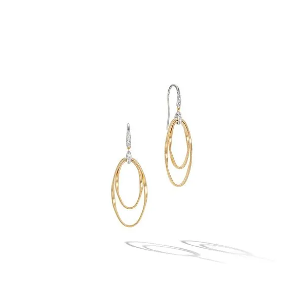 Marco Bicego -Marrakech Onde Collection 18K Yellow Gold and Diamond Double Concentric Hook Earring 0.08 CT Steve Lennon & Co Jewelers  New Hartford, NY