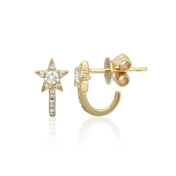 14K Yellow Gold Mini Star Huggie Steve Lennon & Co Jewelers  New Hartford, NY