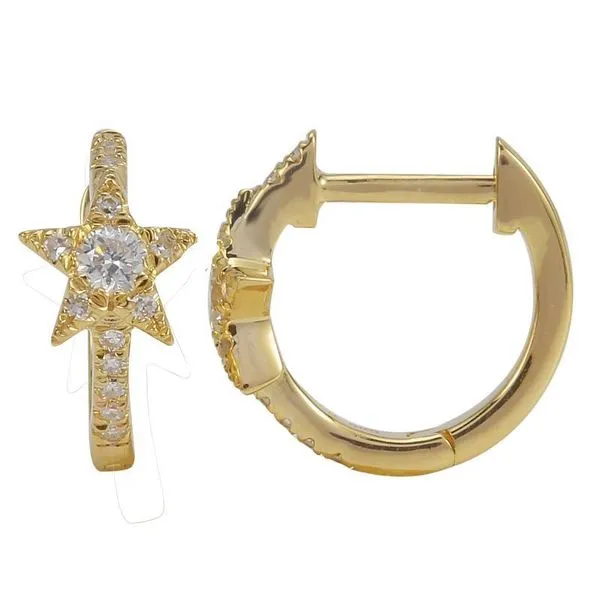 14K Yellow Gold Center Star Pave Huggies Steve Lennon & Co Jewelers  New Hartford, NY